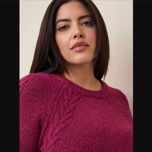 Torrid Cashmere Pullover Sweater 3X 22 24 Vegan Tunic Crew Neck Berry Pink Soft - Picture 5 of 11